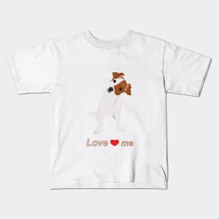 Cute dog with text love me Kids T-Shirt